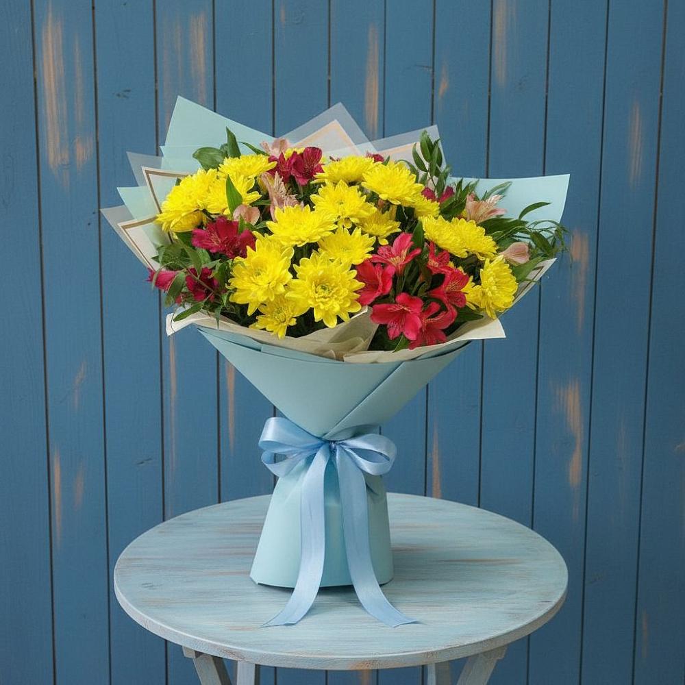 Букет цветов из: Альстромерии и Хризантемы в Россоше