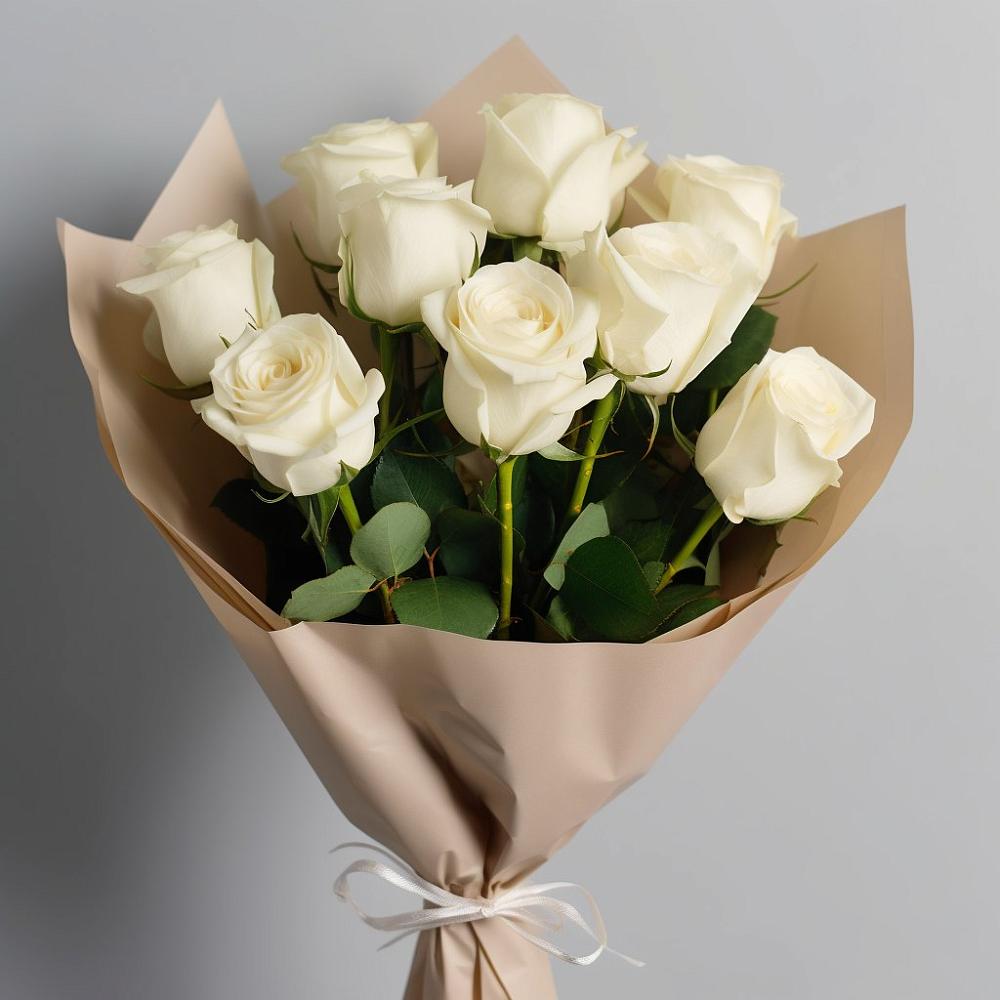 Букет 9 Белых роз Эдлесс Лав в Россоше