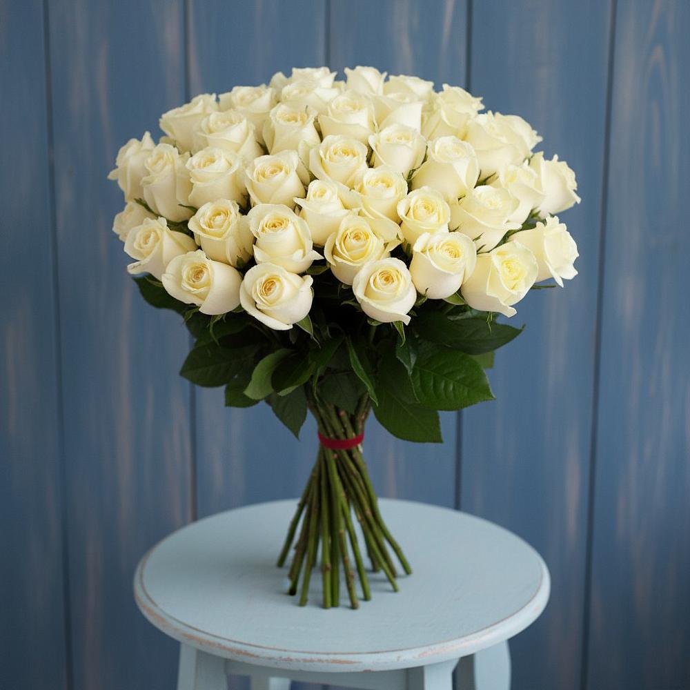 Букет 51 Белая роза Эдлесс Лав в Россоше