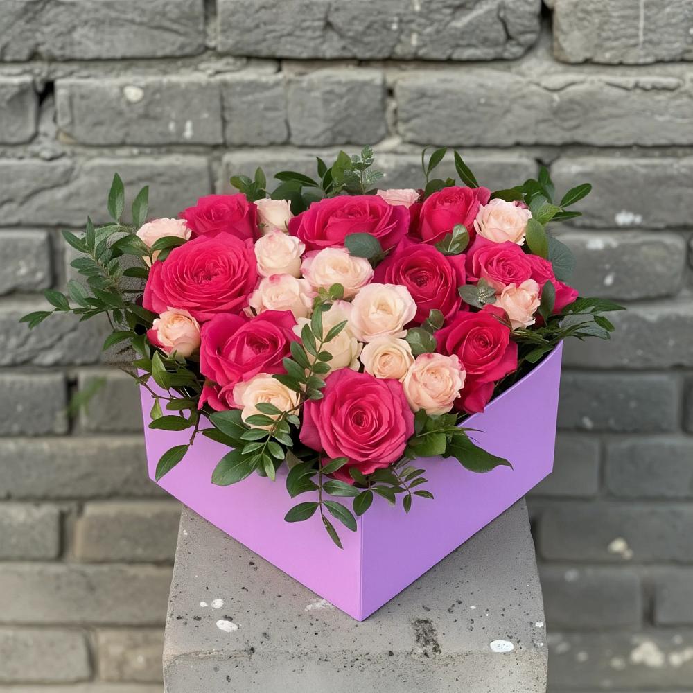 Цветочная композиция из Розы в коробке в Россоше