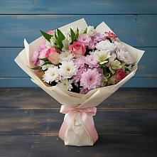 Букет цветов из:  Хризантемы, Альстромерии и Розы в Россоше