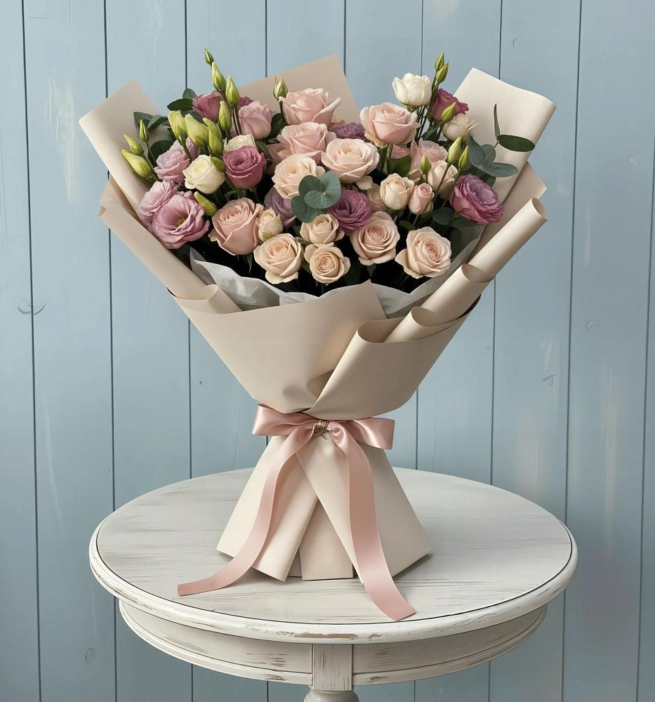 Букет цветов из: Розы и Лизиантусы в Россоше